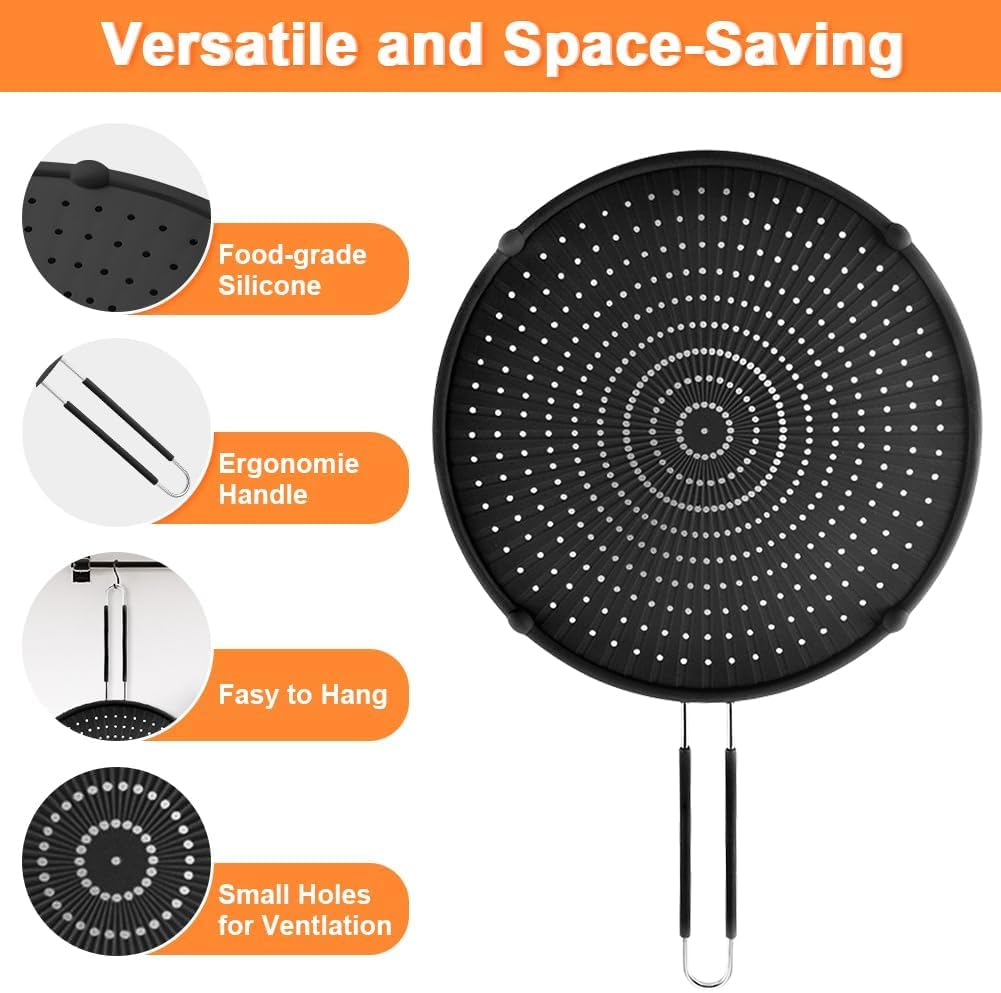 PLACHIDAY splatter-screen 13-inch guard covers large skillets