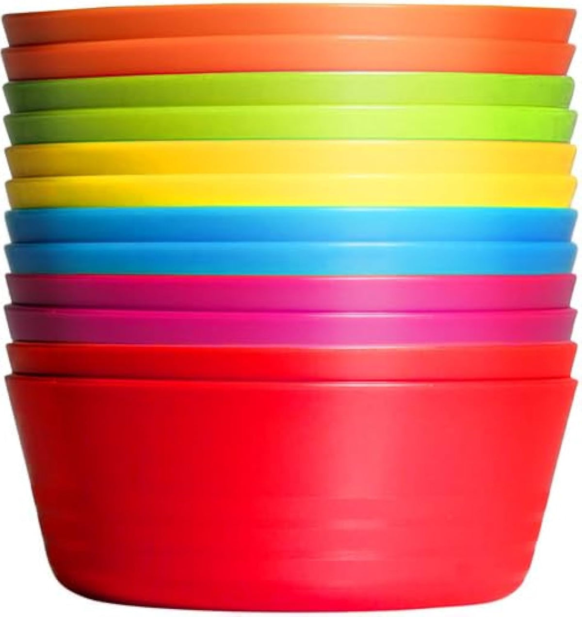 PLASKIDY kids bowls set of 12 in bright colors, great for meals and snacks