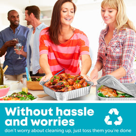 Plastible disposable baking pans provide sturdy performance and simple disposal.