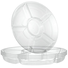 Plasticpro 6-section round tray with 2-pack, ideal for appetizers and dips.