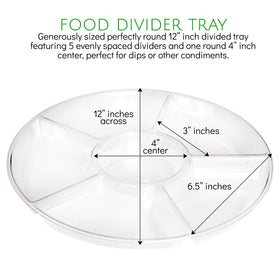 Close-up of Plasticpro tray showing six compartments and central dip.