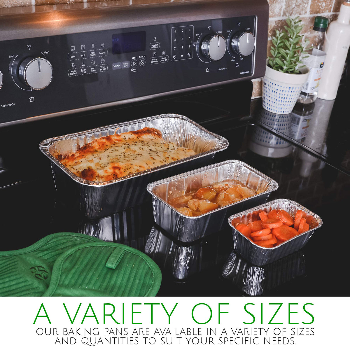 PlasticPro silver bake pan closeup highlights sturdy, professional-grade bakeware.