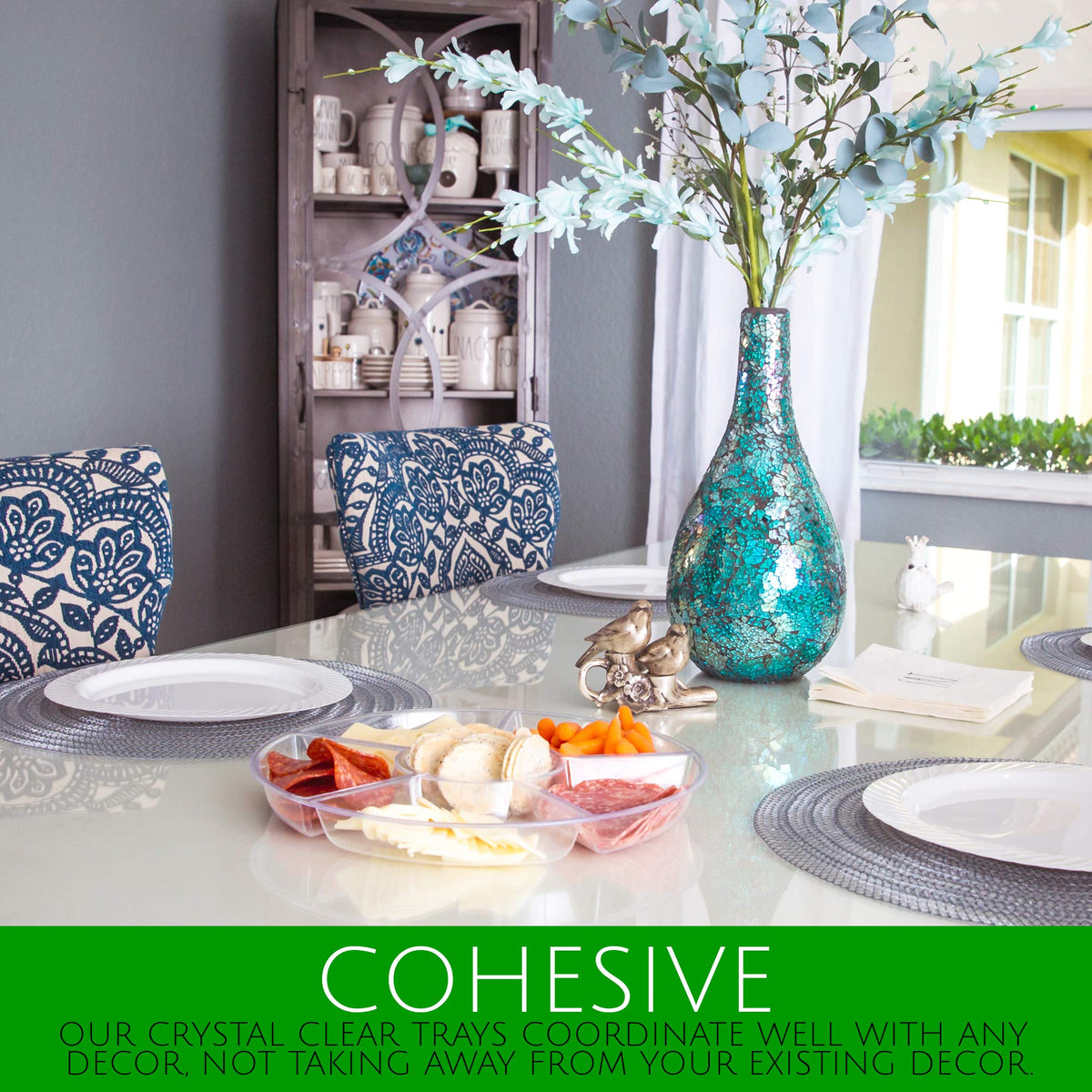 Two-pack provides coordinated serving options for larger gatherings.