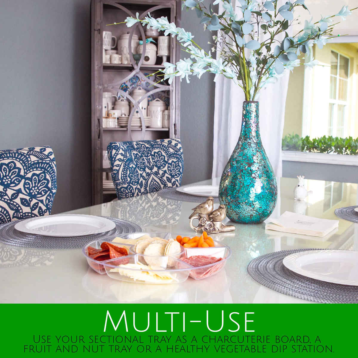 Elegant Plasticpro clear platter enhances weddings and party tables.