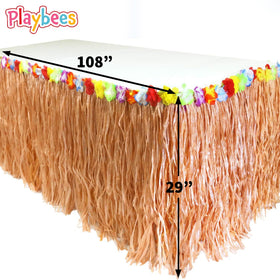 Playbees grass skirt fringe closeup shows lush texture.