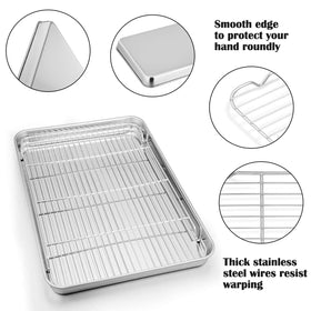 P&P CHEF stainless steel rack inside the sheet enables even roasting.