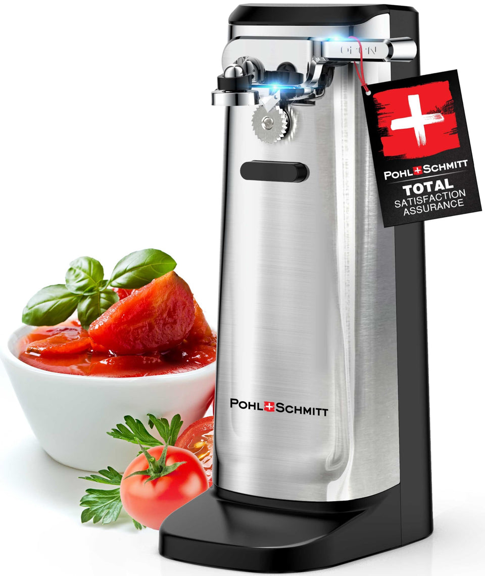 POHL SCHMITT electric can opener with sturdy base and lever for smooth opening