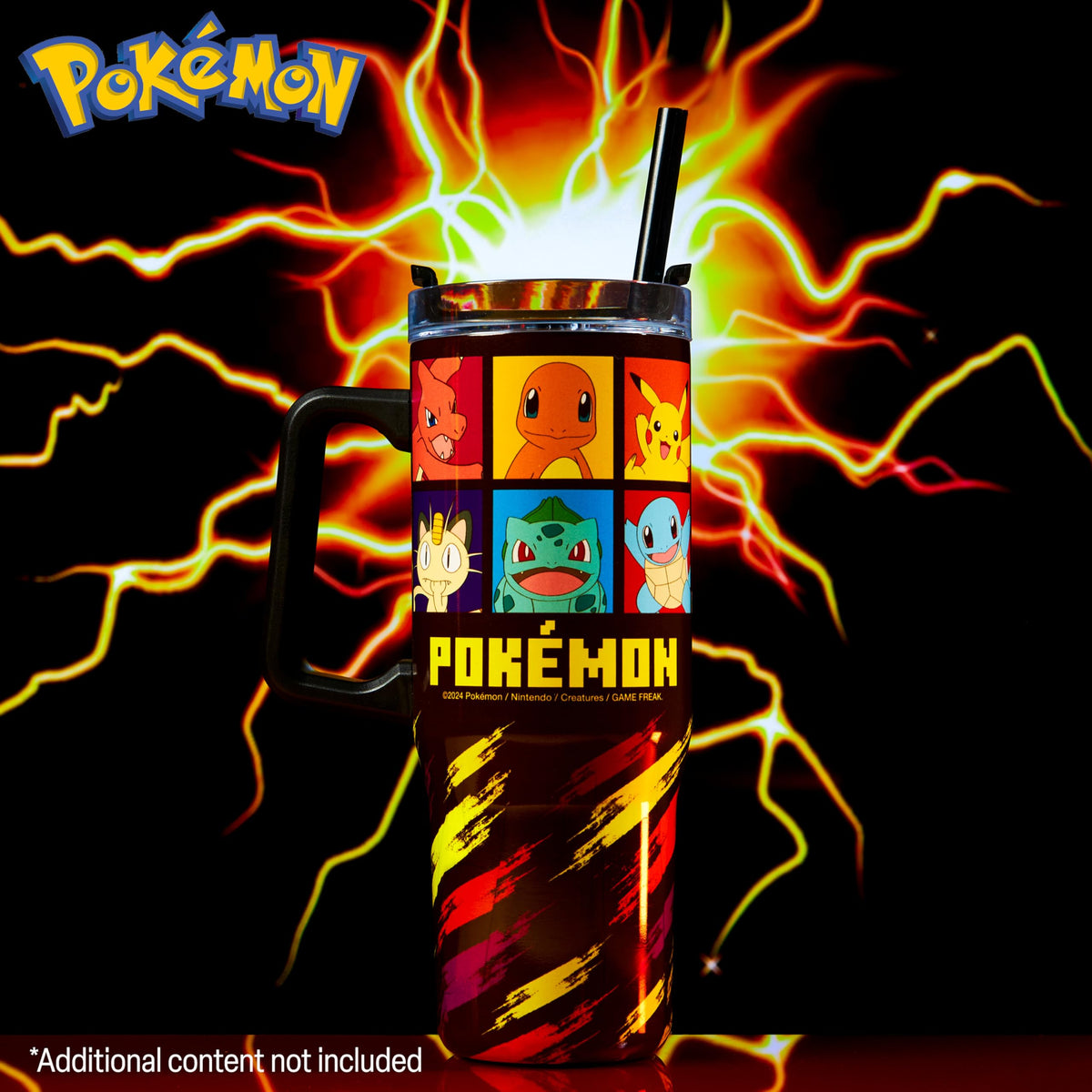 Pokemon insulated tumbler shows double-wall vacuum insulation for temperature retention.