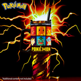 Pokemon insulated tumbler shows double-wall vacuum insulation for temperature retention.