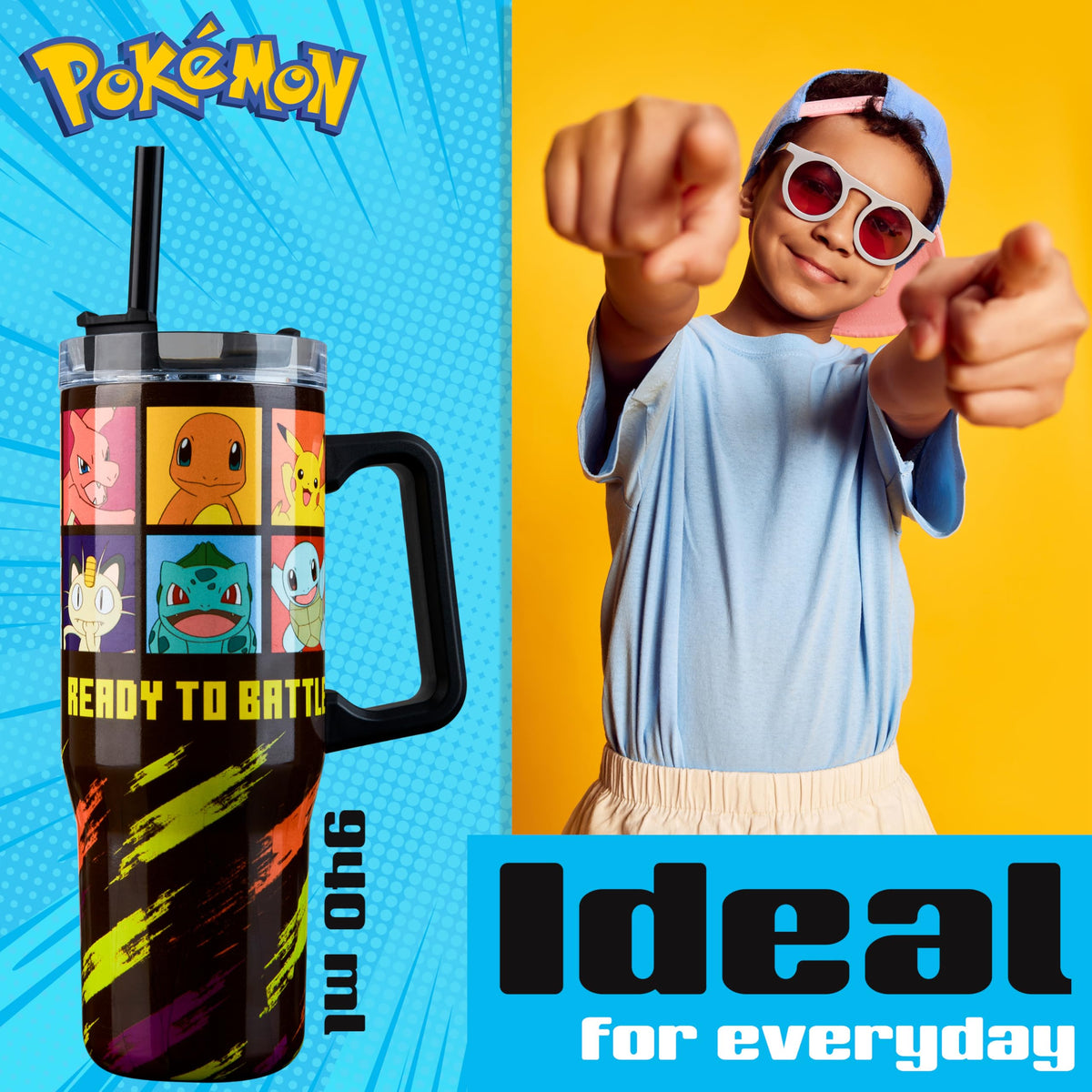 Pokemon tumbler straw lid ensures spill-free sipping for kids.