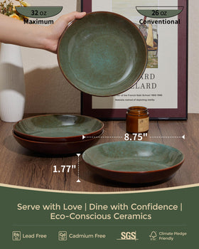Pokini 32-piece set with 8-inch salad plates for balanced meals.