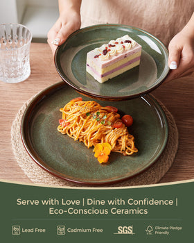 Pokini stoneware finish emphasizes long-lasting durability for everyday dining.