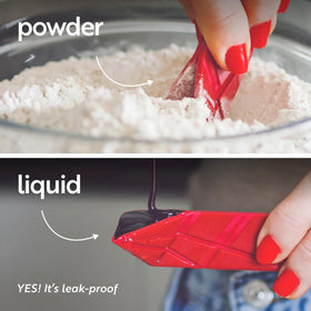 Polygons spoon on a magnetic strip for easy access