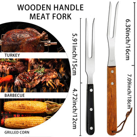 Ponpon meat fork black handle 27cm for steady, comfortable carving