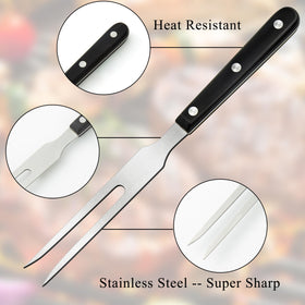 Ponpon meat fork wooden handle grip showing slip resistant design