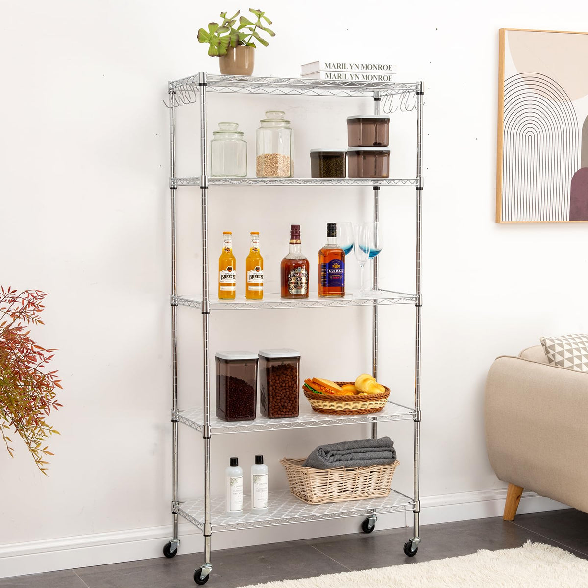 Poofzy 5-pack wire shelf liner for organized metal shelving