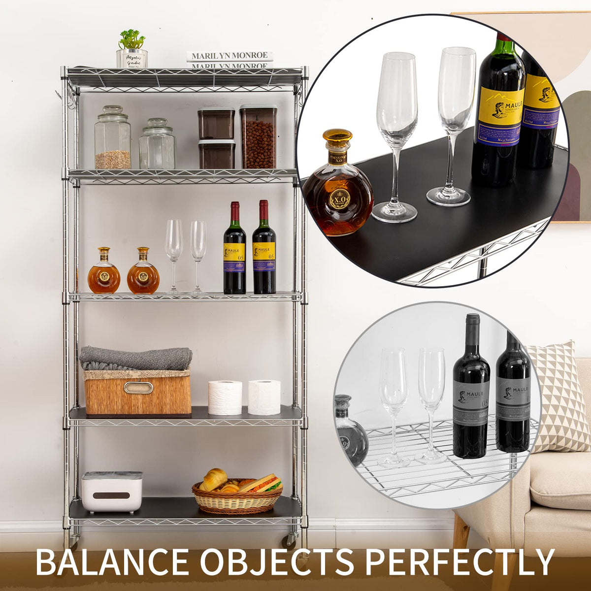 Poofzy liner with four corner cutouts ensures a precise fit on wire racks