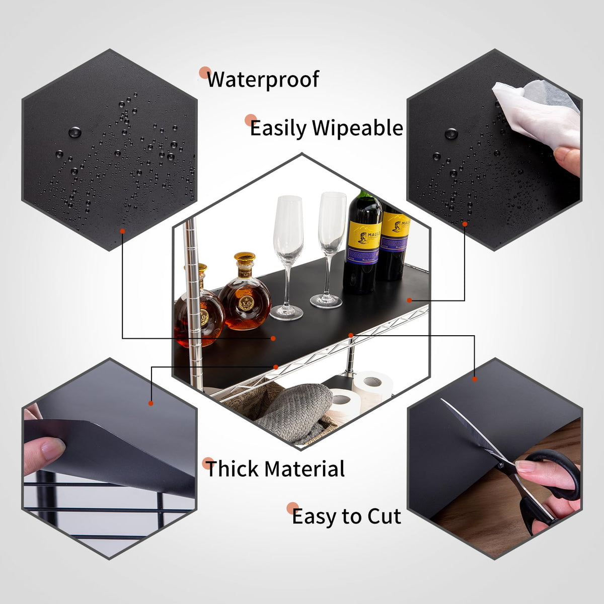 Poofzy shelf liner easy trim helps fit standard wire shelves quickly
