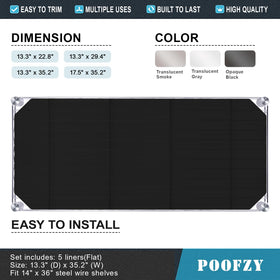Poofzy kitchen pantry liner protects shelves with easy-to-clean surfaces