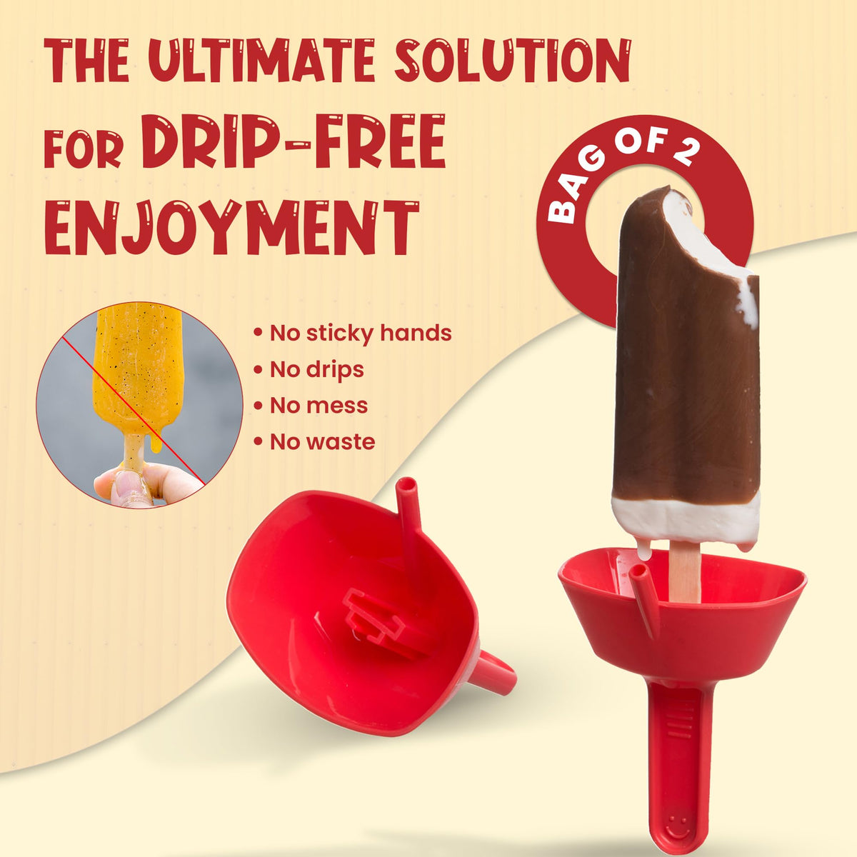 POP NO DROP popsicle holder in green keeps hands clean during treats