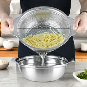 POPGRADE 2mm-hole colander for pasta, vegetables, and fruits with fast drainage