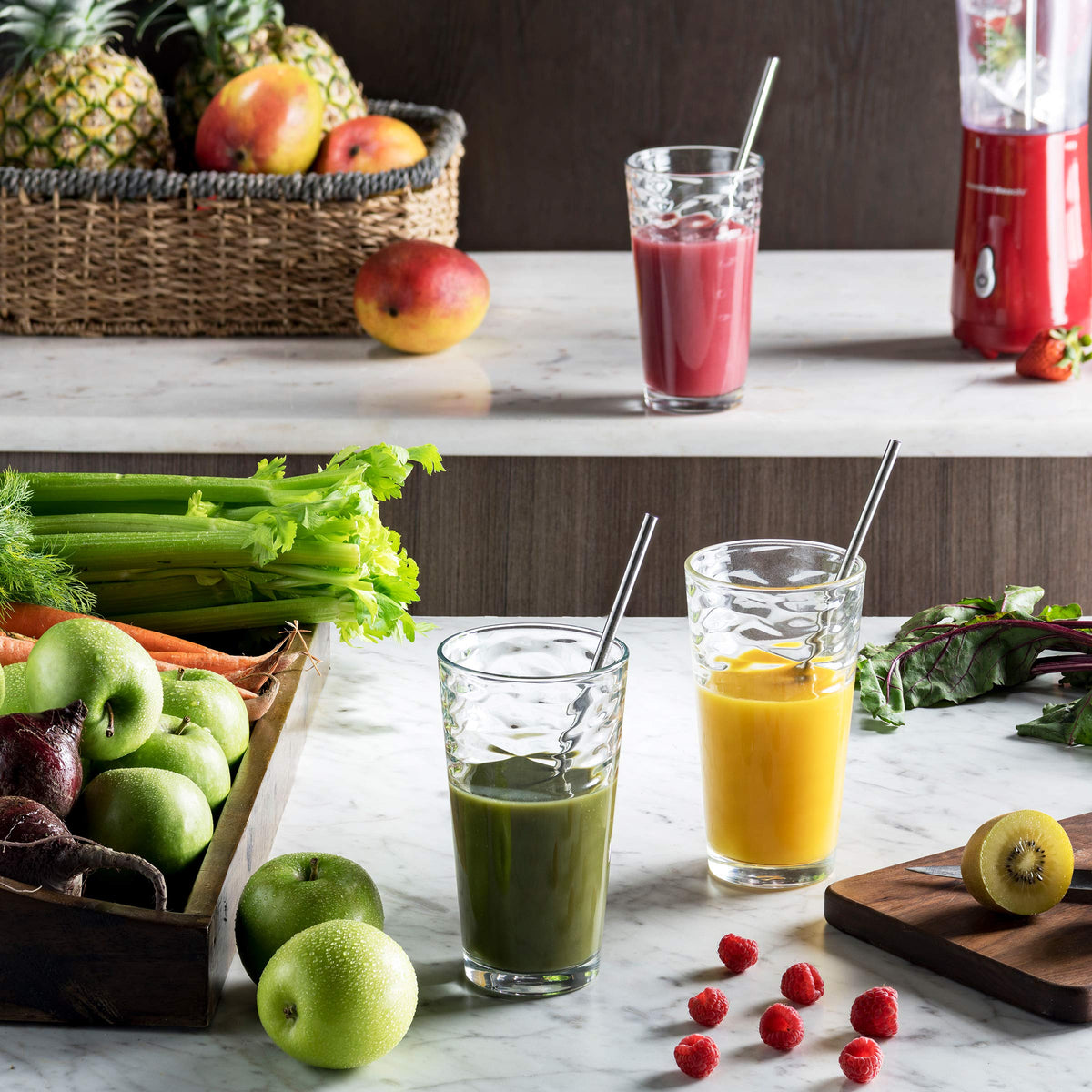 POPLASS Biscayne clear glass showcases drink color and texture