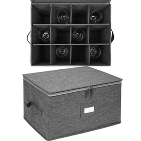 Popoly stemware box with reinforced handles for easy transport.