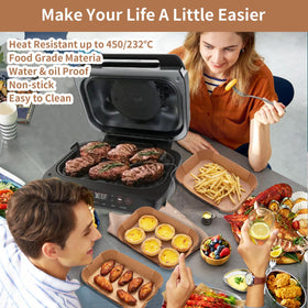 POPQEEN 120pcs parchment liners packaging shown for mess-free meal prep