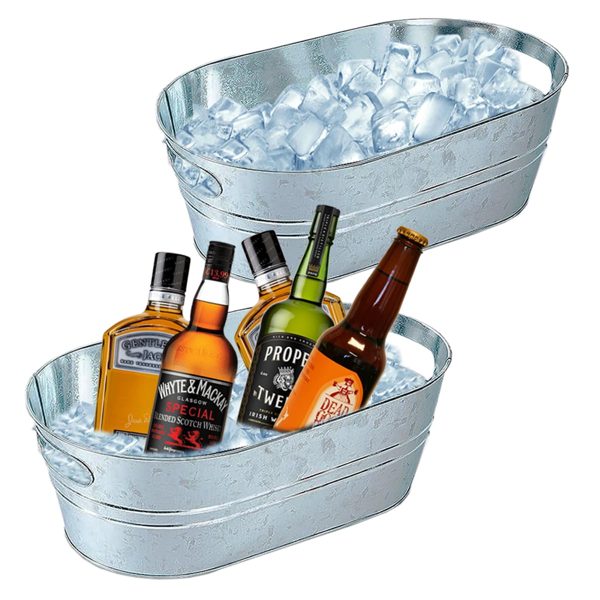 PORPOR BOOYA two-pack galvanized ice buckets ready for party cooling
