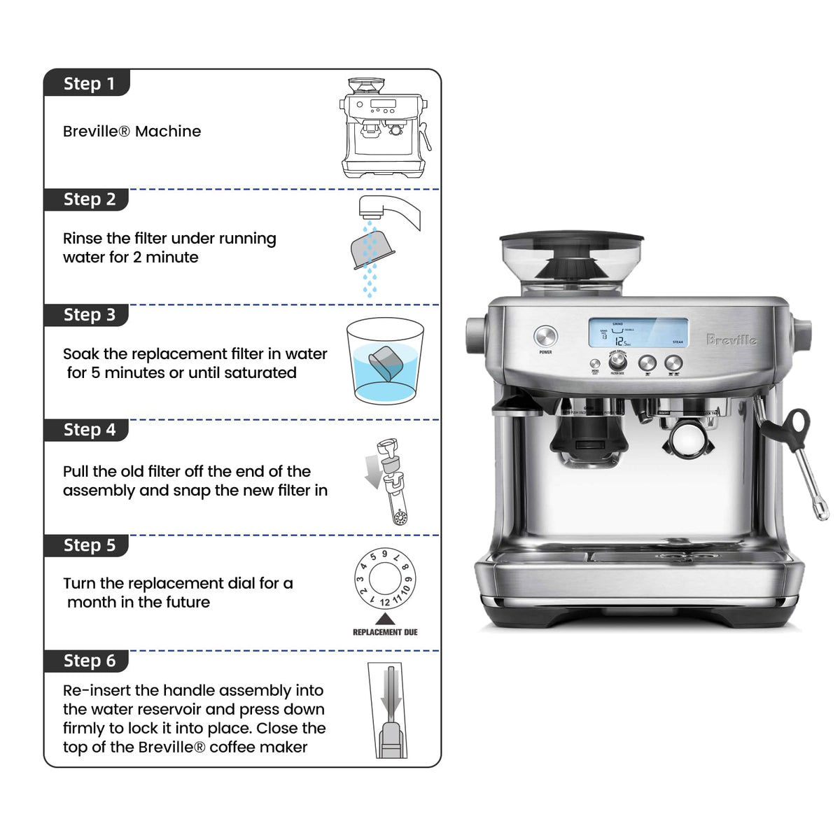Installation step guide illustration for filter replacement