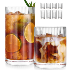 Potdoctor ribbed 17oz highball glass with a secure grip for cocktails.