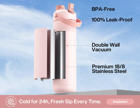 Powcan 26oz bottle showcases leak-proof design for safe travel.