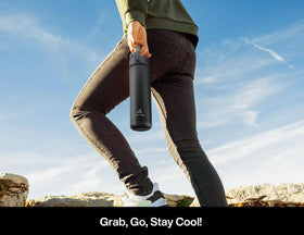 POWCAN bottle in travel scenario for easy hydration.