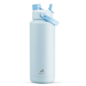 POWCAN 40oz insulated bottle Sea Breeze front view showing robust steel build and sleek finish, ideal for daily use