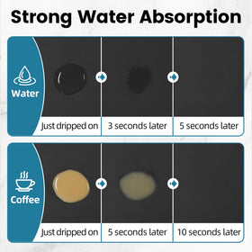 PoYang coffee mat features non-slip rubber back for secure placement and countertop protection.
