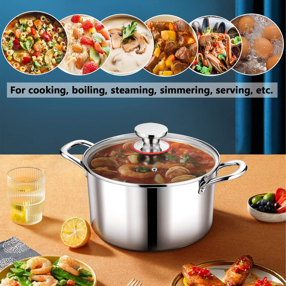 P&P CHEF 5qt stock pot ideal for soup, vegetables, and simmering meals.