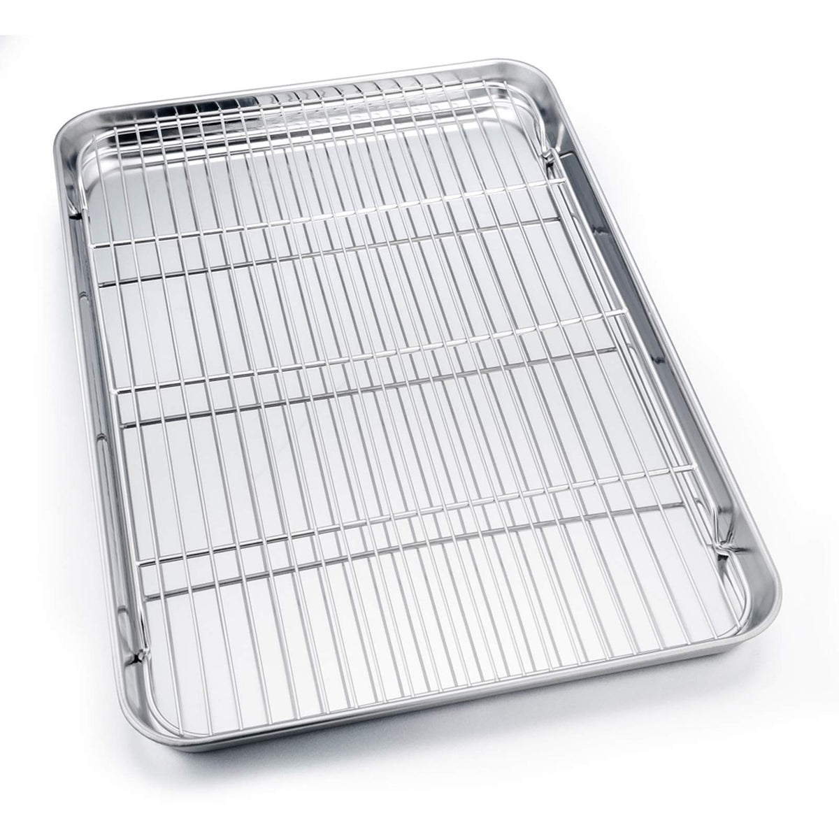 P&P CHEF rack inside baking tray promoting airflow for even cooling.