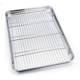 P&P CHEF rack inside baking tray promoting airflow for even cooling.