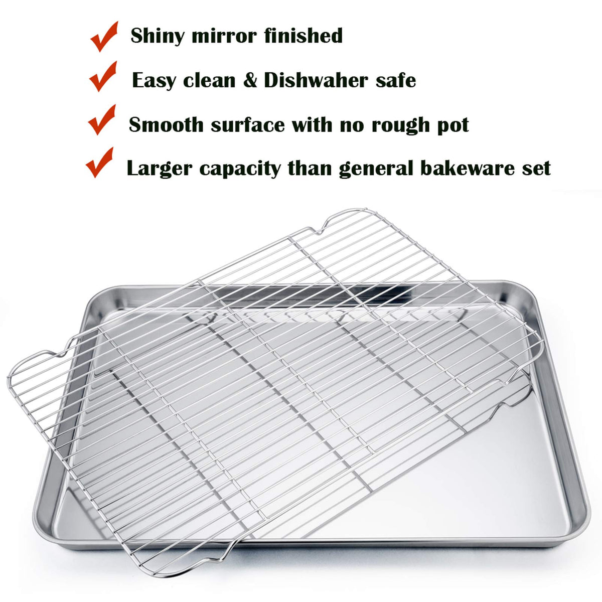 P&P CHEF deep-rim bake tray designed to contain sauces and juices.