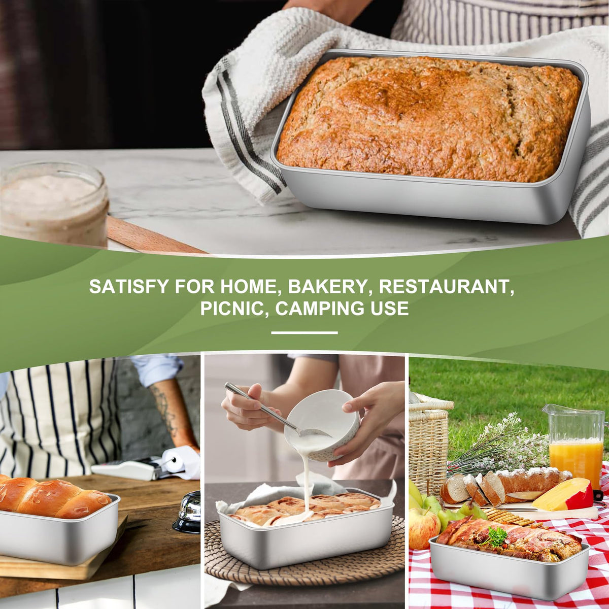 P&P CHEF dishwasher-safe bread pans for easy cleanup.