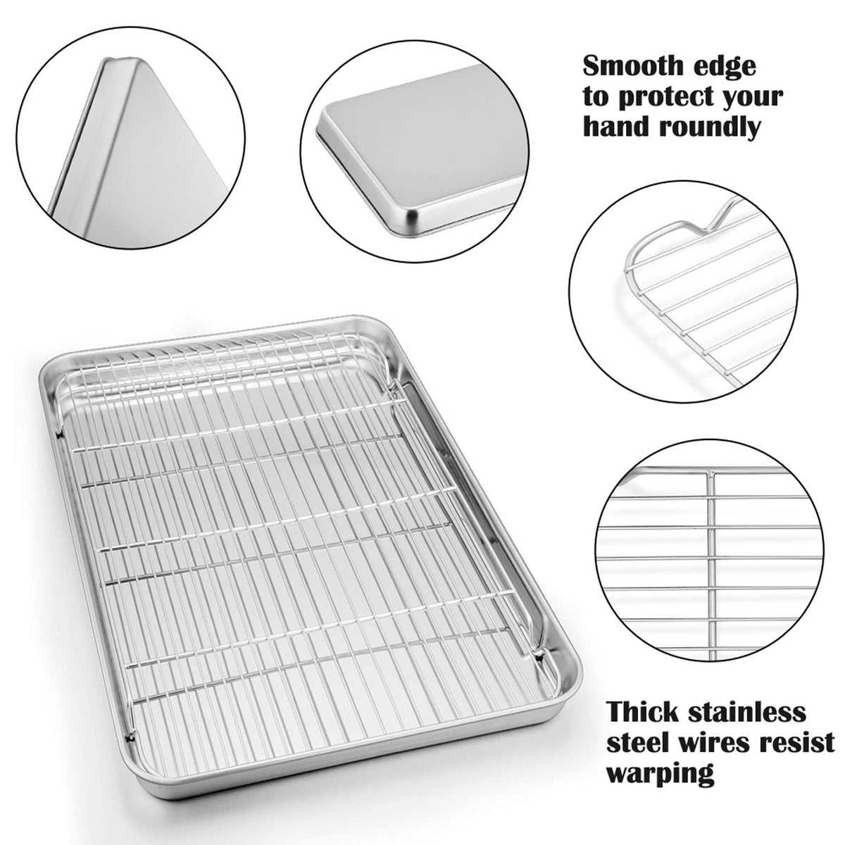 P&P CHEF mirror-finish baking pan with smooth release surface.