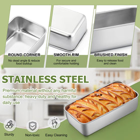 P&P CHEF stainless loaf pans 4-pack for durable, even heating.