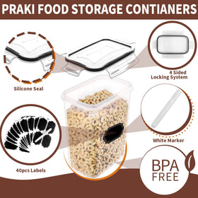 PRAKI locking lids assembly demonstrating secure storage and spill prevention.