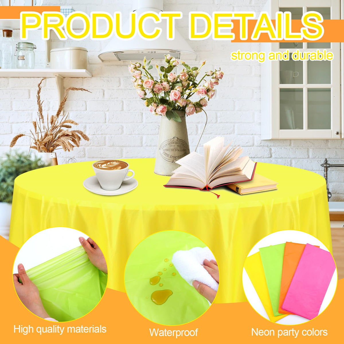 Preboun neon deep pink tablecloth brings energetic color to celebrations.