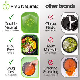 Prep Naturals 24 oz containers ideal for portion-controlled meals.