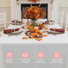 Prestee rectangle table cloth 24-pack stacked for prep.
