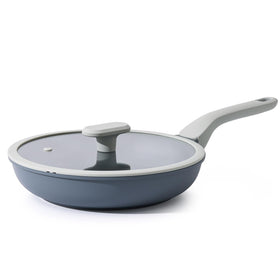 PRICUSIS 10-inch nonstick ceramic pan with lid showing even heat and easy release.
