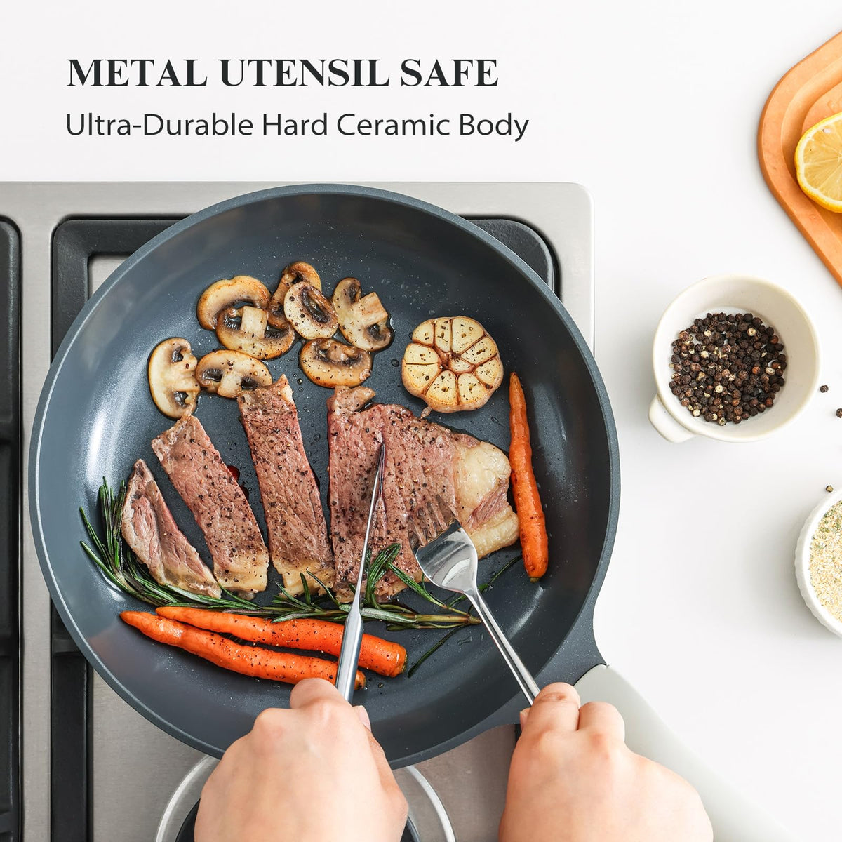 PRICUSIS thick stainless base pan delivers consistent heat on all burners.
