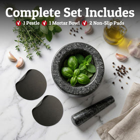 Priority Chef 1.5 cup capacity mortar for efficient prep.