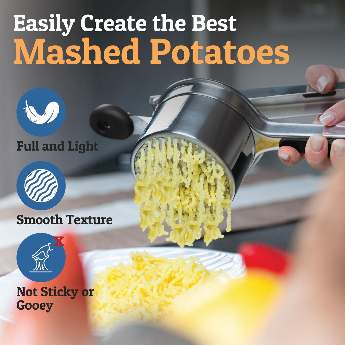 PriorityChef anti-slip long handles provide stable leverage during pressing